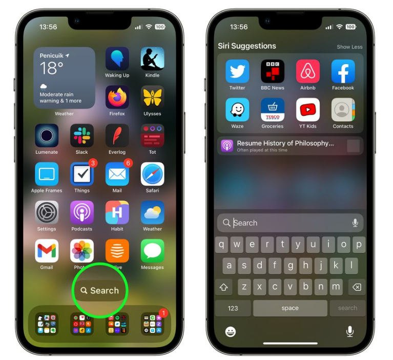 河南苹果手机维修分享升级到 iOS 16 后，如何删除主屏幕上的搜索按钮 